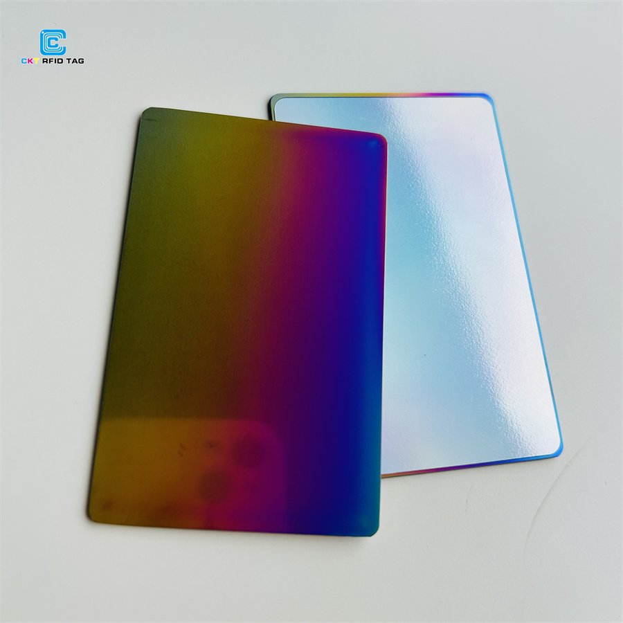 Custom Luxury NFC Blank Metal Digital Business Card Rainbow Foil Membership Card