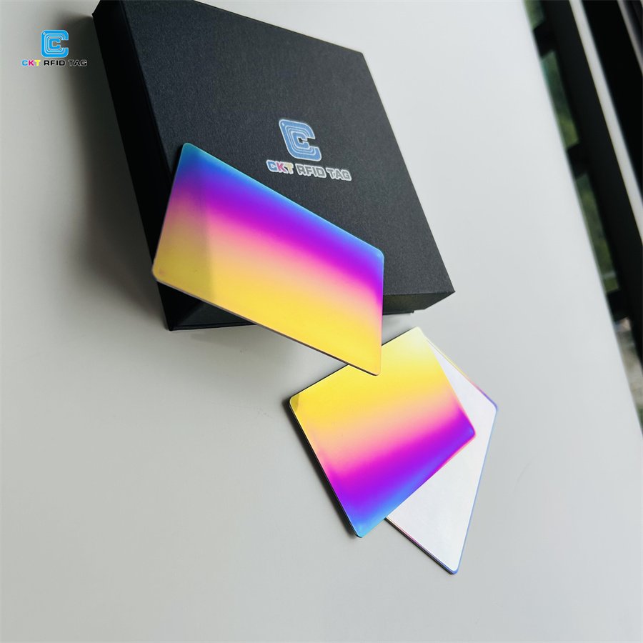 Custom Luxury NFC Blank Metal Digital Business Card Rainbow Foil Membership Card
