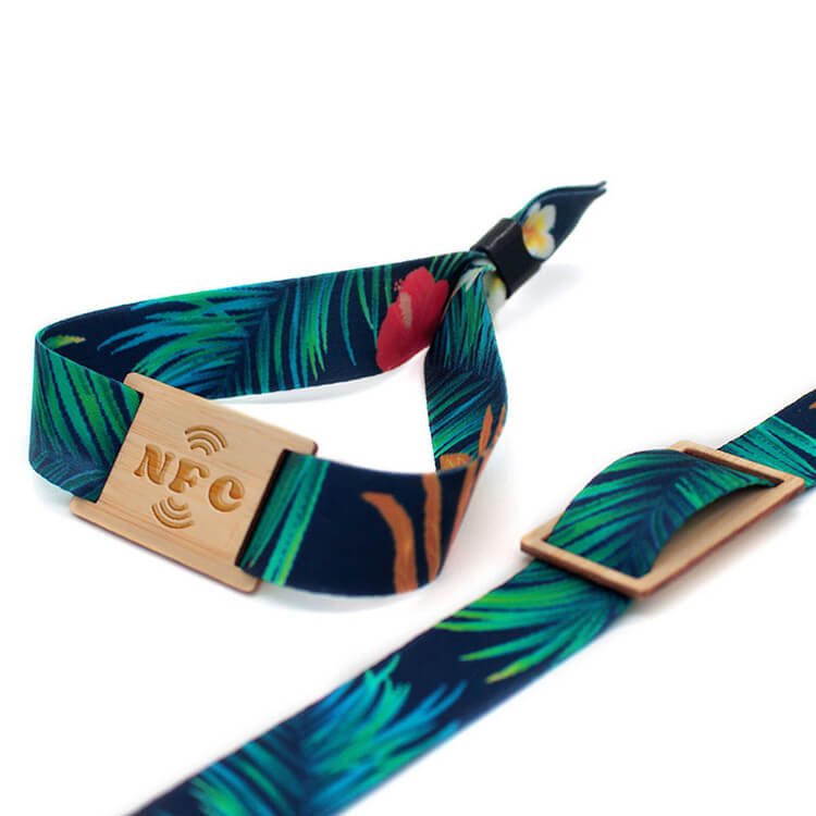 Access Control RFID Wooden Card wood Bracelet NFC recycle Woven Adjustable smart Bracelet