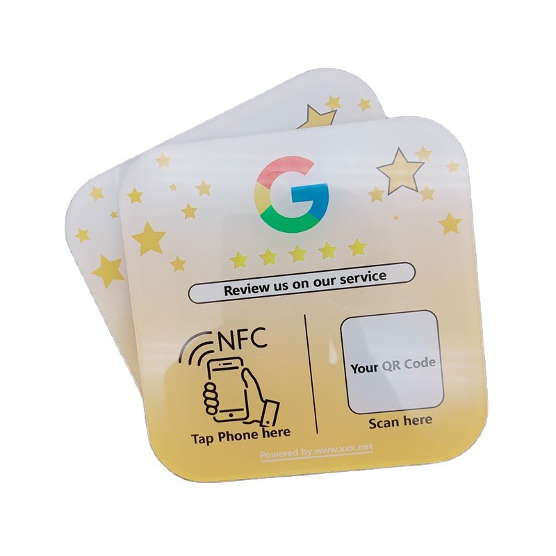 NFC NTAG 213 215 216 Access Control Cards Unique QR Code Hard PVC Tags with Epoxy Menu for Menu Boards