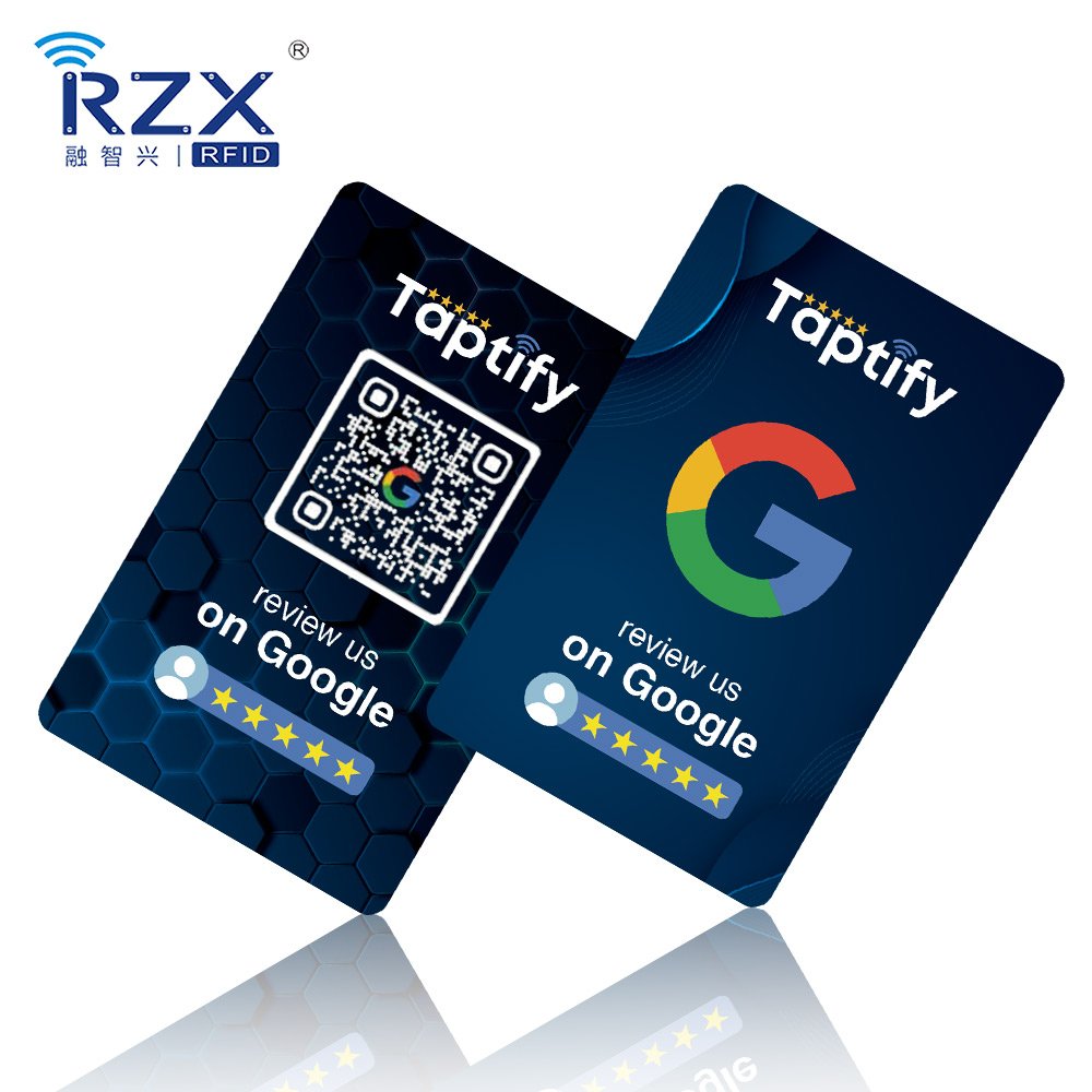 Customized Social media Sharing NFC NTAG 213 Encoding URL Printing QR Code Google Review Card Digital Business Card