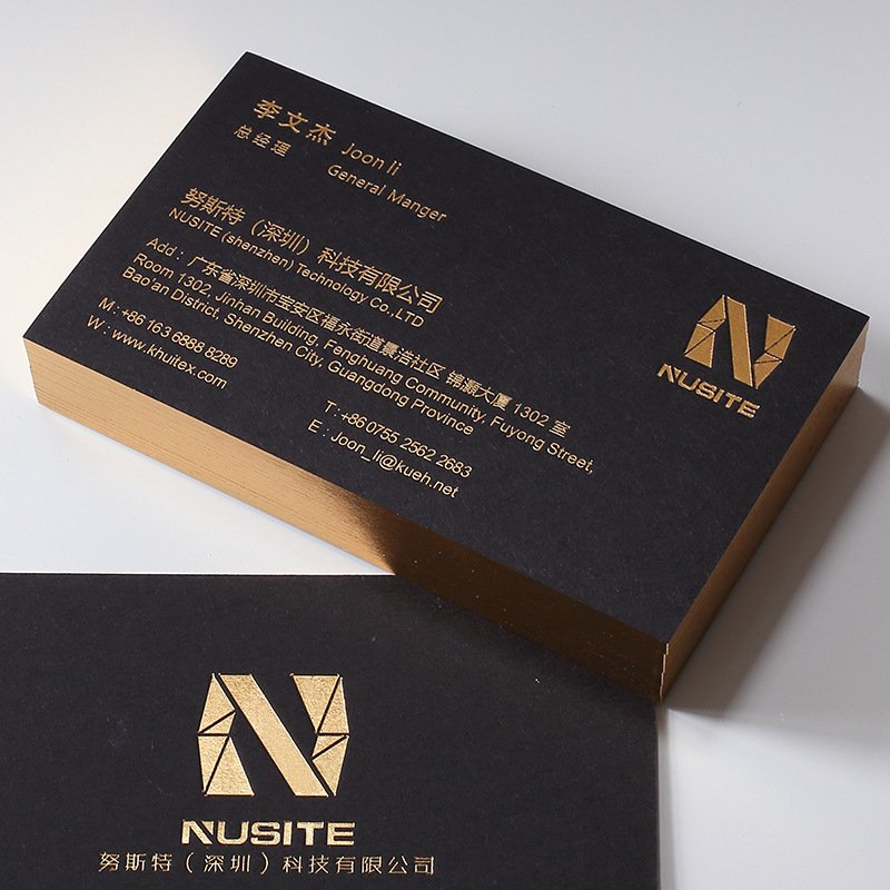 Custom Metal Visiting Card Luxury Black Embossed VIP ID Business Card Printing With Gold Foil Stamping Logo