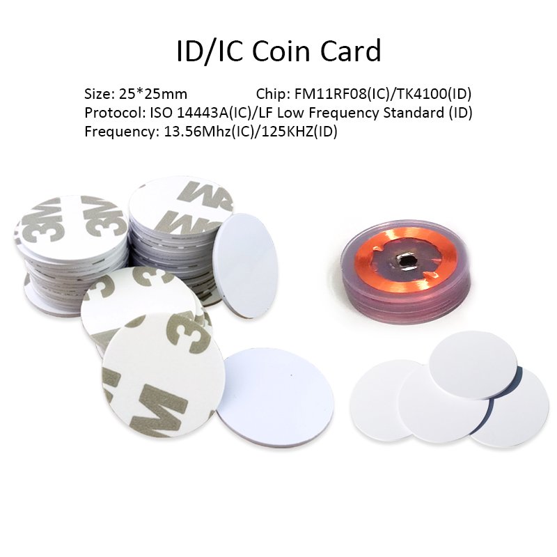 TK4100/EM4100 Read Only RFID 125khz 3-M Stickers Circular Coins 25MM Smart Tags Access Control Card