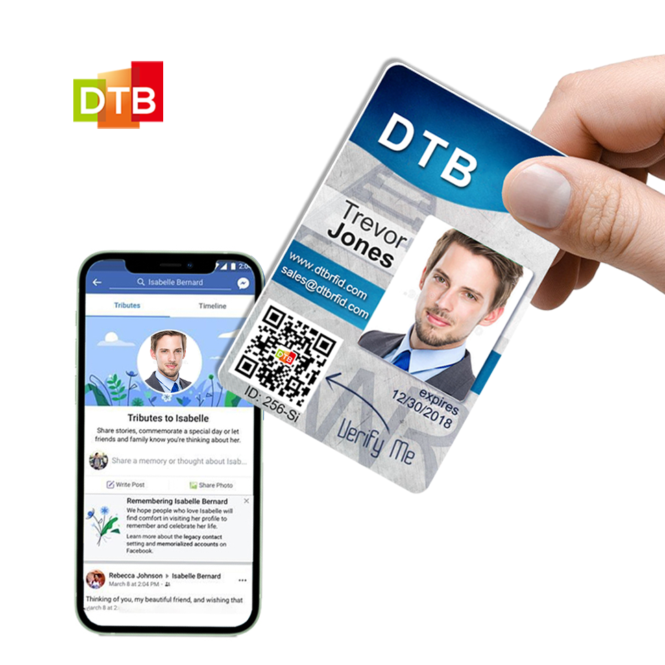 Custom Plastic NFC Card Digital Pvc Photo ID Card Identification Portrait rfid business cards