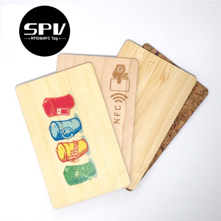Pre-printed RFID Wooden 13.56MHz NTAG215 Bamboo NFC Business Card