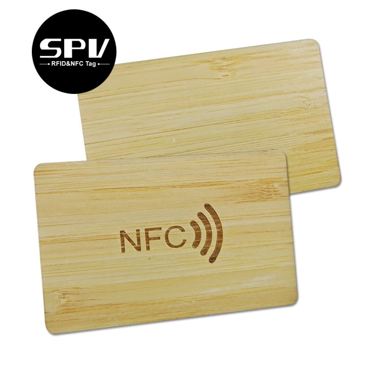 Pre-printed RFID Wooden 13.56MHz NTAG215 Bamboo NFC Business Card