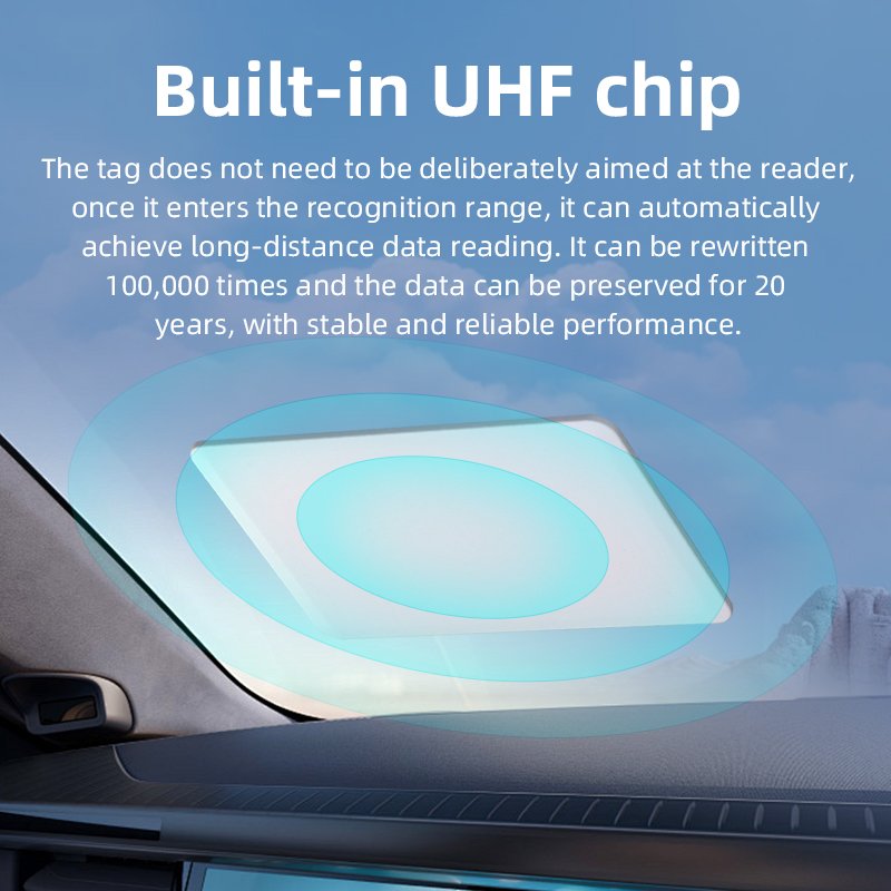 WYUAN ISO18000-6C/6B UHF RFID Ceramic Blank Card Long Range Vehicle Windshield Tamper-Proof Label 860-960MHz for Access Control