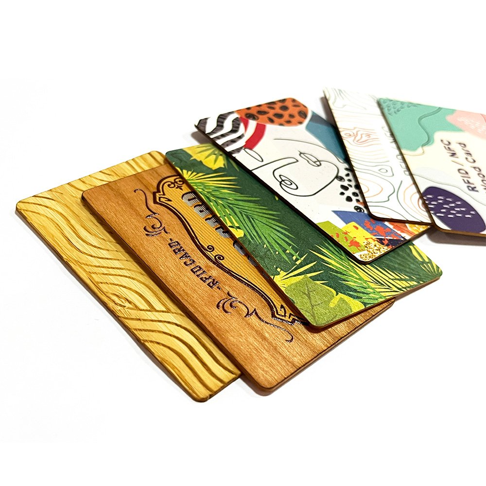 Programmable bamboo wooden business Cards RFID ISO14443A Smart NTAG213 Wood NFC CARD