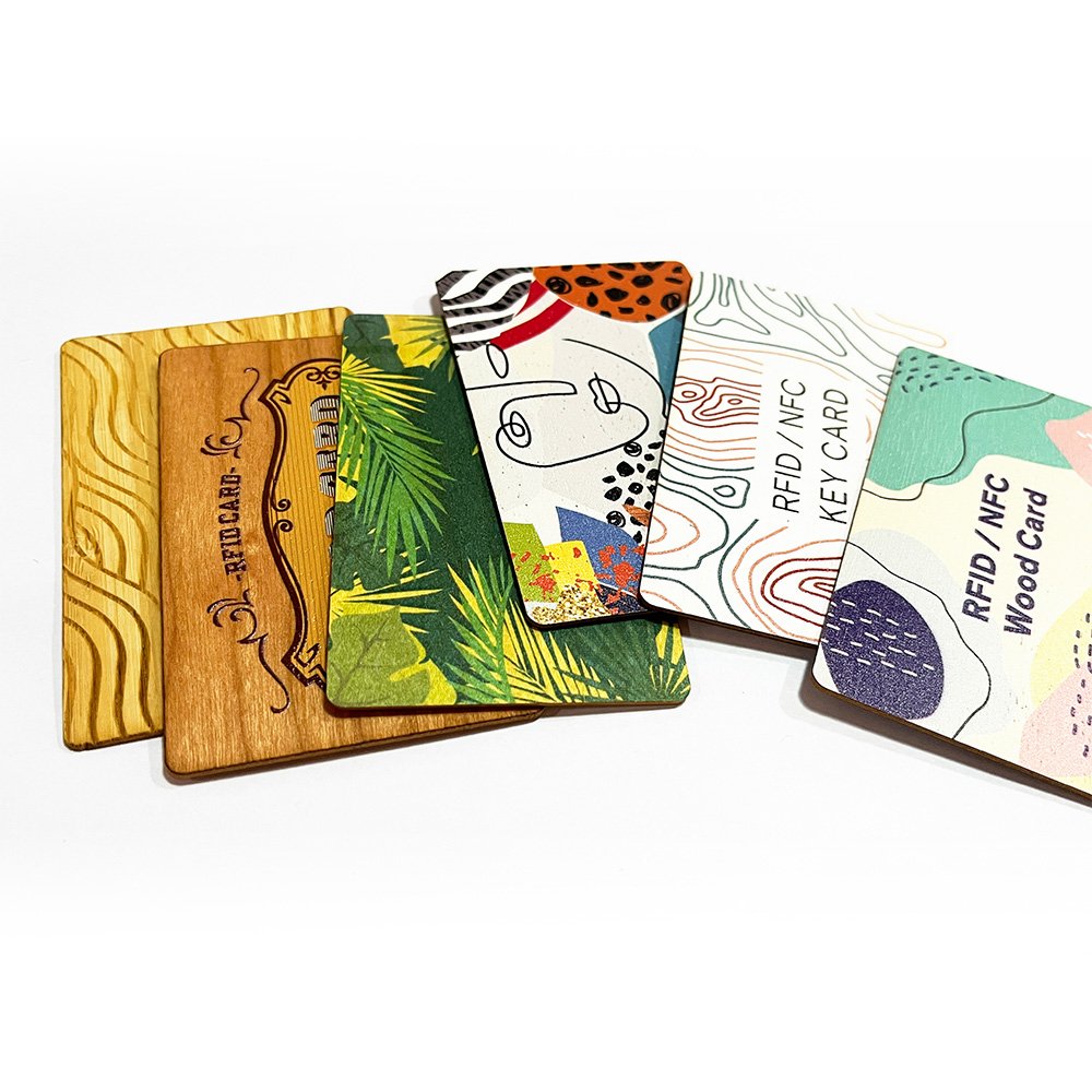 Programmable bamboo wooden business Cards RFID ISO14443A Smart NTAG213 Wood NFC CARD