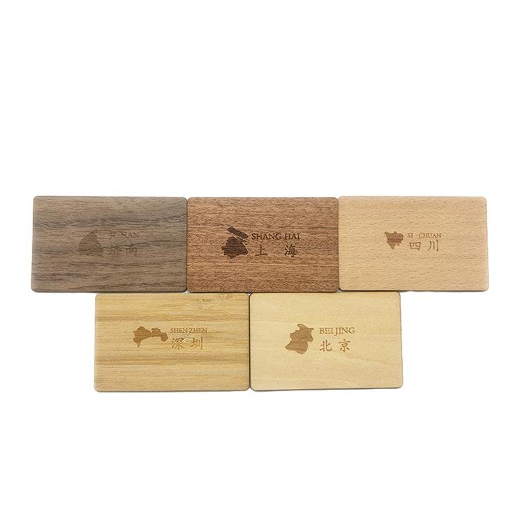 RFID/NFC IC 13.56 Mhz F08 Chip Visit Custom Laser Engraved Wooden Bamboo Key Access Control Card for Hotel