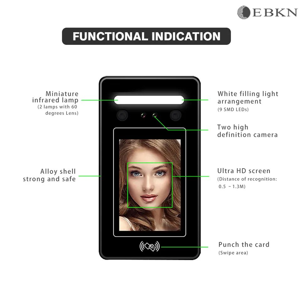 Free Software Facial Device Face Recognition Facial Recognition Time Attendance Machine Access Control