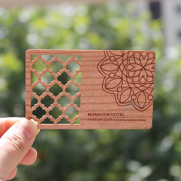 Custom Laser Engraved Printed Wood RFID NFC Card For Business Programmable Basswood Cards For Access control Hotel Room