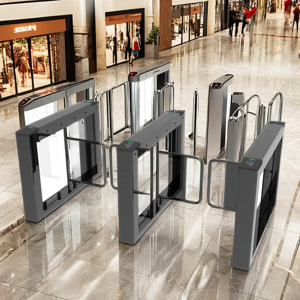 Pedestrian Security Access Control System Swing Barrier Turnstile 304 Stainless Steel Swing Gate Turnstile For Shopping Mall