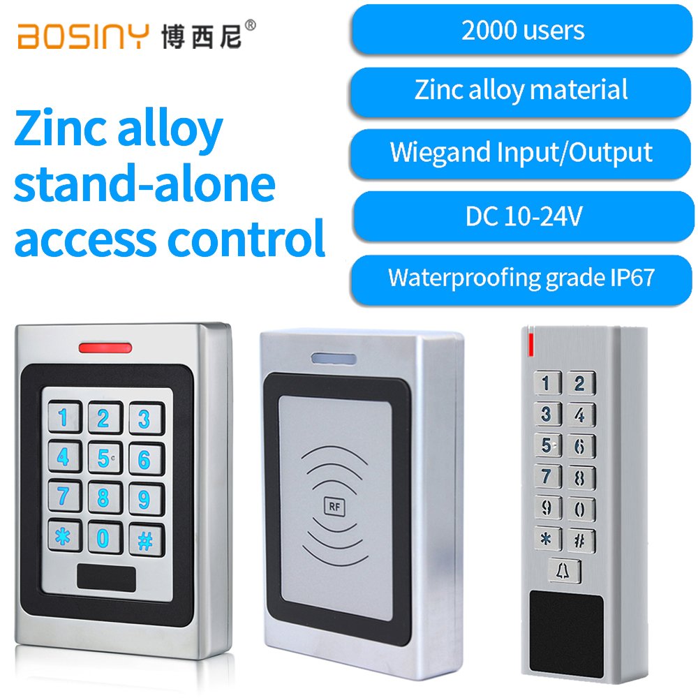 Door Access Control Keypad RFID Reader 2000 User Wiegand input+output Electric Lock Outdoor Waterproof Doorbell IP67 Zinc alloy