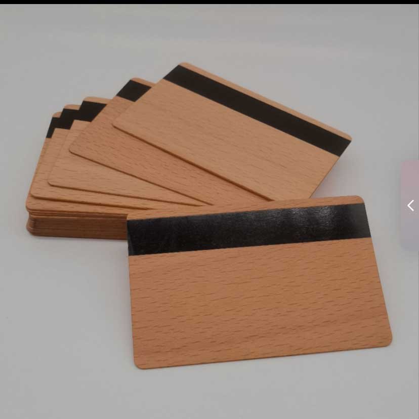 contact 4442 chip slot hico magnetic stripe rfid nfc wood access control card, blank beech bamboo hotel key card