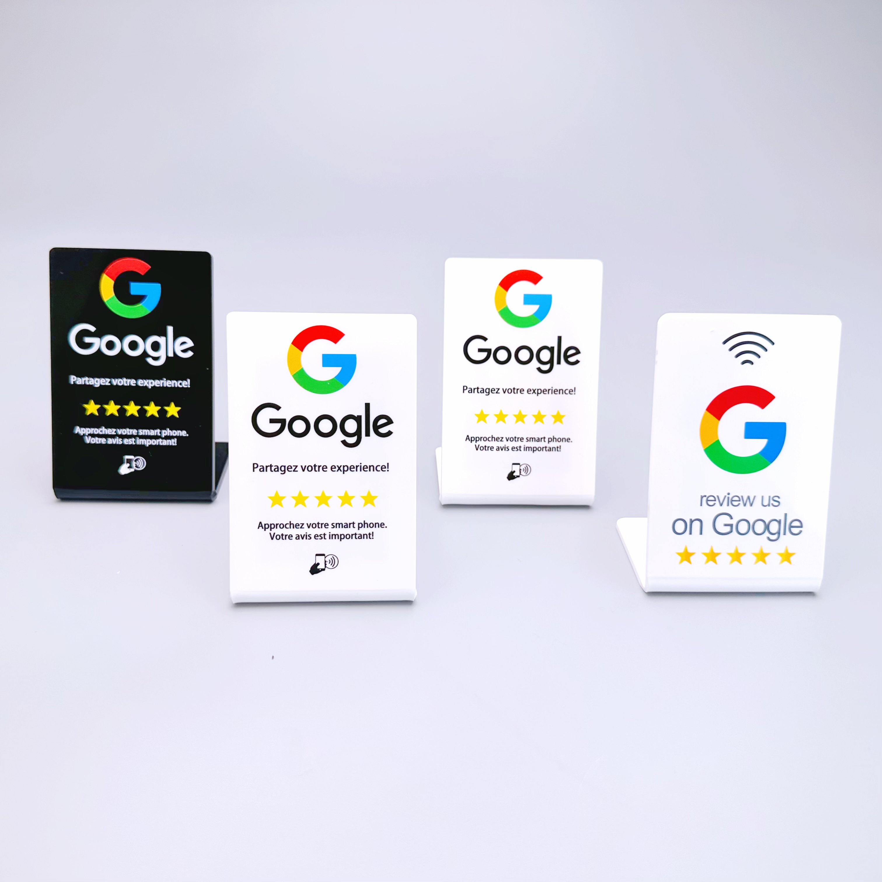 Custom Acrylic Restaurant Table Display Stand NTAG213 215 216 NFC Google Review Stand