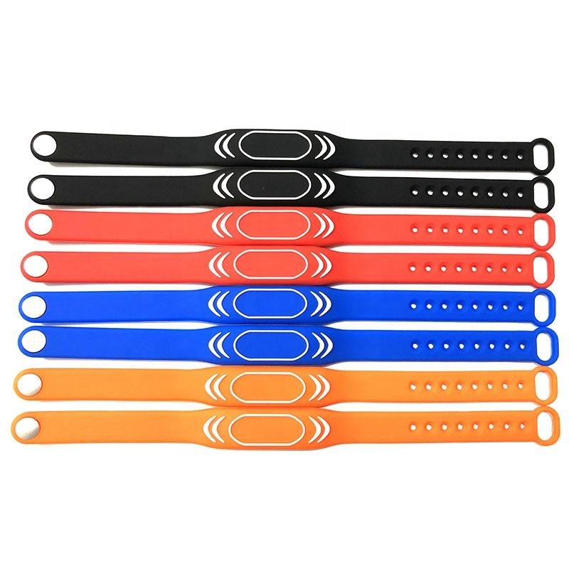 SUNLAN Adjustable Waterproof Silicone Wristband 13.56Mhz NFC RFID Bracelet with Rewritable Key for Access Control Cards