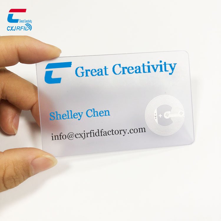 13.56Mhz Customized Transparent Nfc Blank Window ID Cards Ntag213 Clear Transparent Business Card