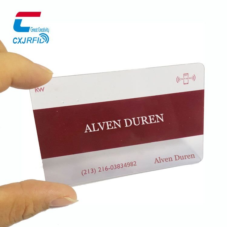 13.56Mhz Customized Transparent Nfc Blank Window ID Cards Ntag213 Clear Transparent Business Card