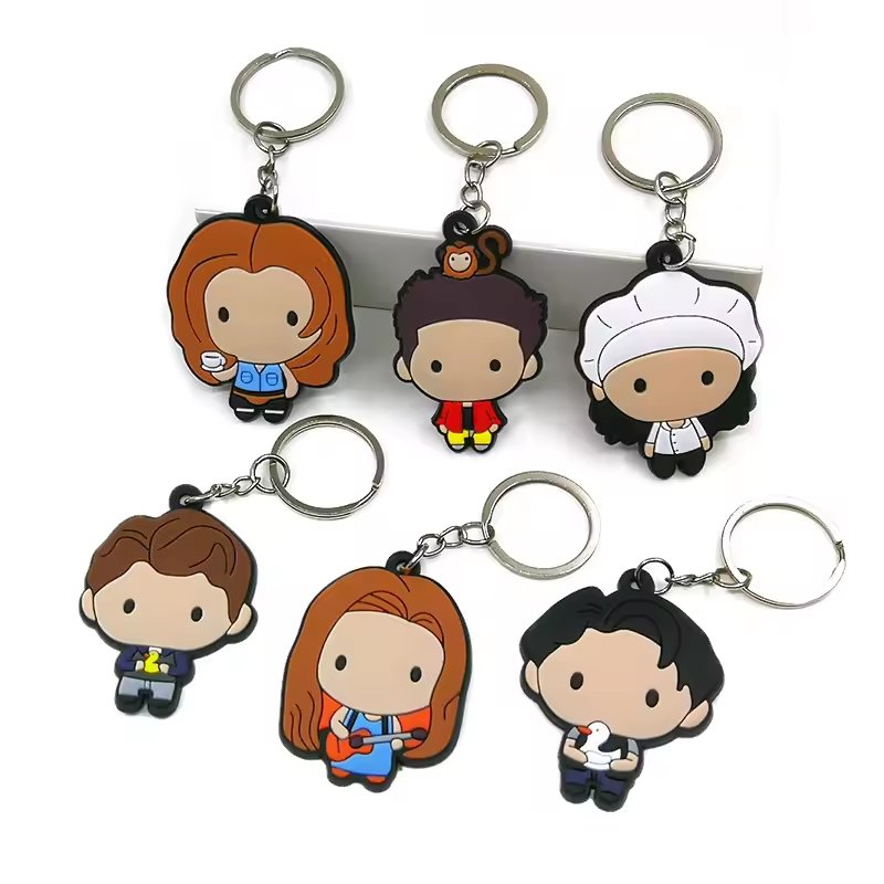 Custom Colored RFID NFC glue key chain Rubber Key Chain Friends Cartoon Figure Keyring Trend Movies Character Key Holder Charms