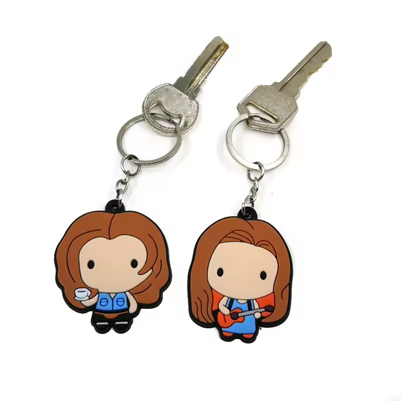Custom Colored RFID NFC glue key chain Rubber Key Chain Friends Cartoon Figure Keyring Trend Movies Character Key Holder Charms