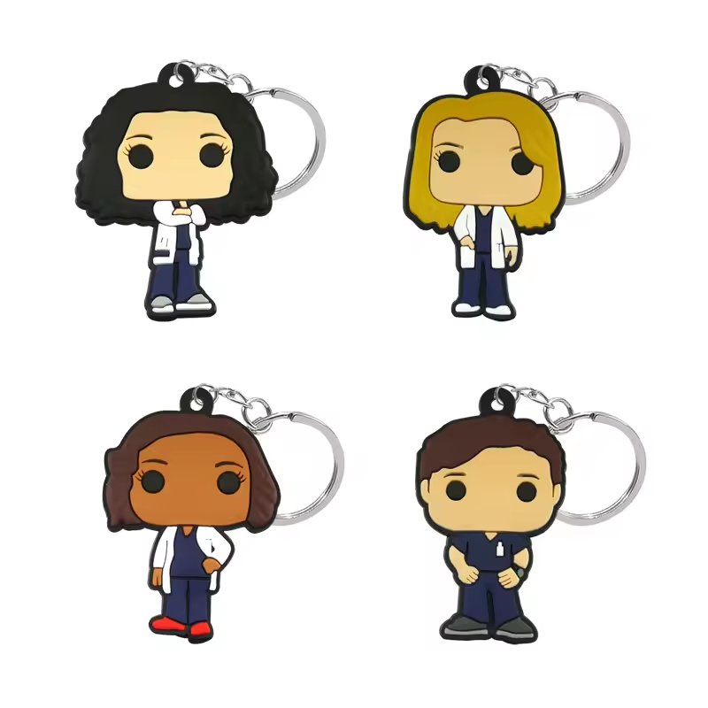 Custom Colored RFID NFC glue key chain Rubber Key Chain Friends Cartoon Figure Keyring Trend Movies Character Key Holder Charms