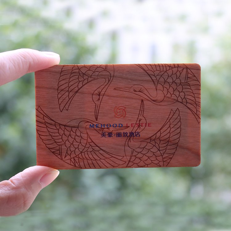 Laser Engraved Printed wood RFID NFC card For Business card Access Control hotel key card