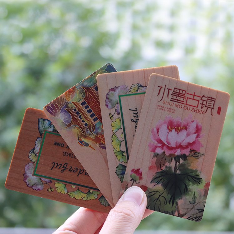 Laser Engraved Printed wood RFID NFC card For Business card Access Control hotel key card