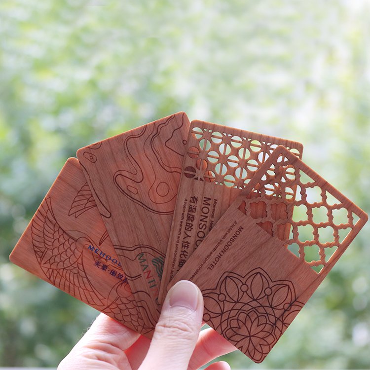 Laser Engraved Printed wood RFID NFC card For Business card Access Control hotel key card