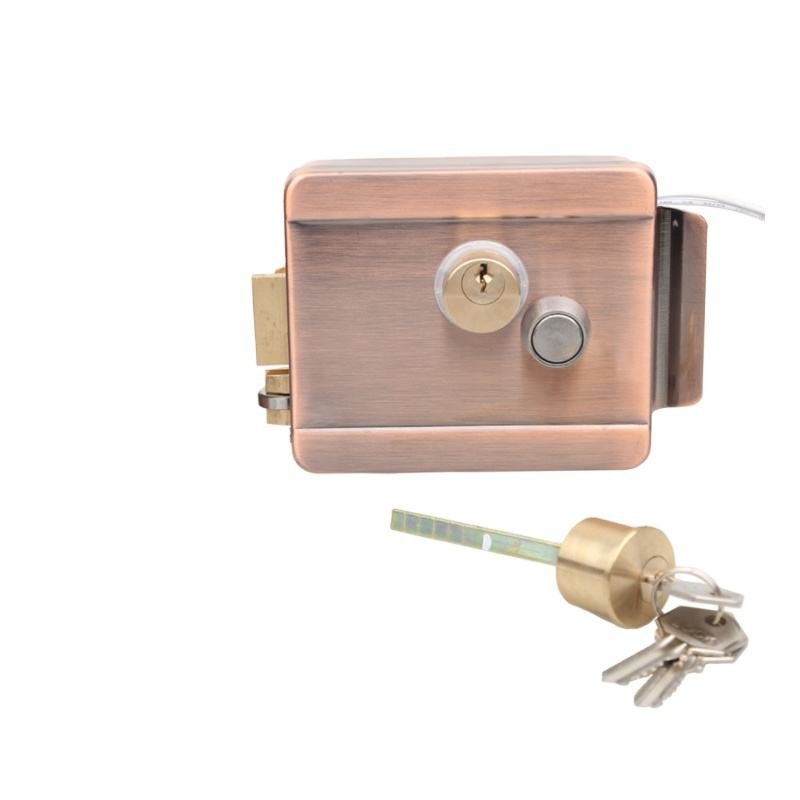 Deadbolt Door Rim Lock 12V electric lock for swing door Rose gold color electric rim lock