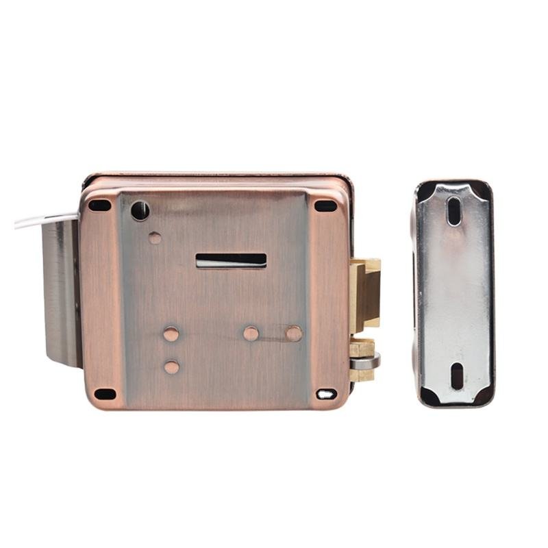 Deadbolt Door Rim Lock 12V electric lock for swing door Rose gold color electric rim lock