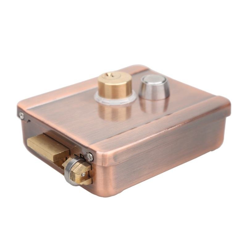 Deadbolt Door Rim Lock 12V electric lock for swing door Rose gold color electric rim lock
