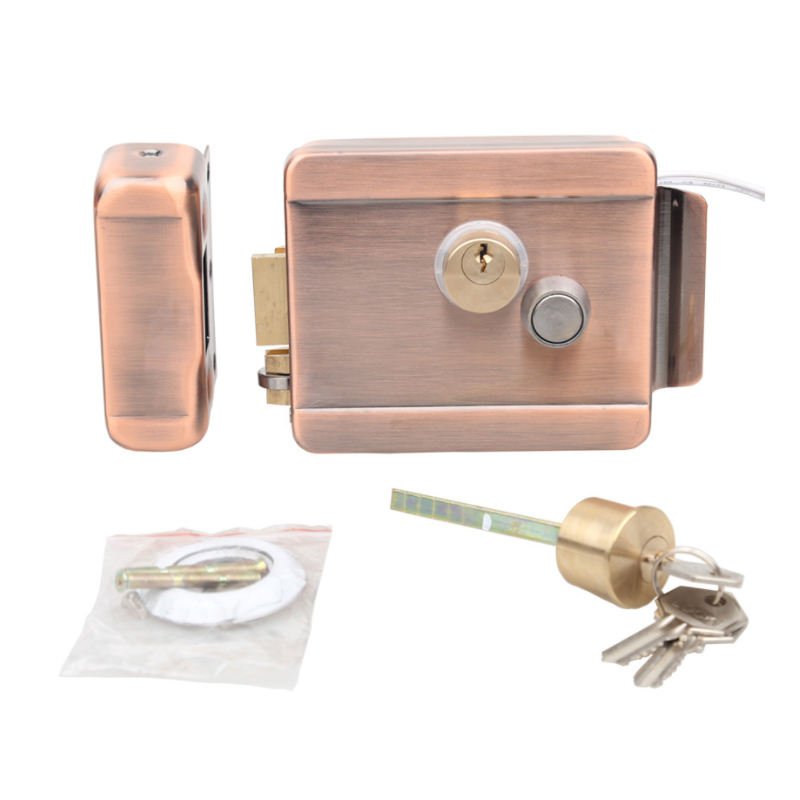 Deadbolt Door Rim Lock 12V electric lock for swing door Rose gold color electric rim lock