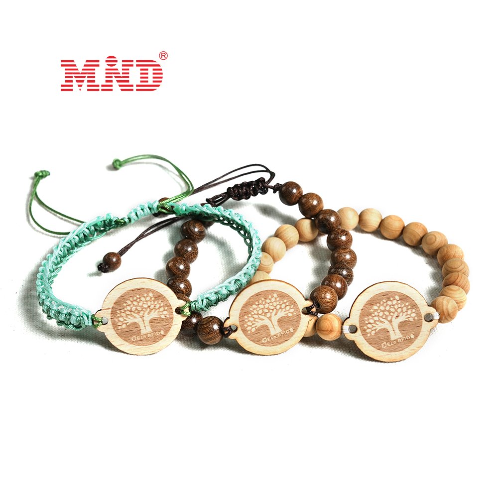 Healing Crystal Stone RFID Bracelet Event NFC Wristband with Soft NTAG 213 Wood NFC Card Tag