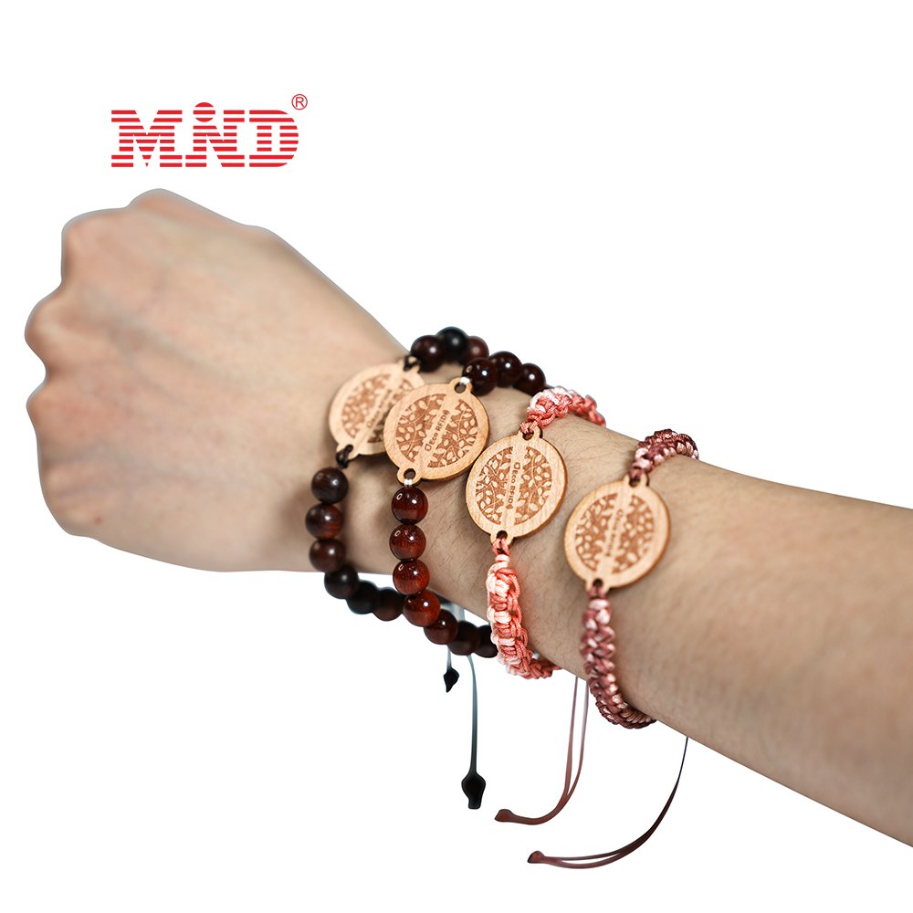 Healing Crystal Stone RFID Bracelet Event NFC Wristband with Soft NTAG 213 Wood NFC Card Tag