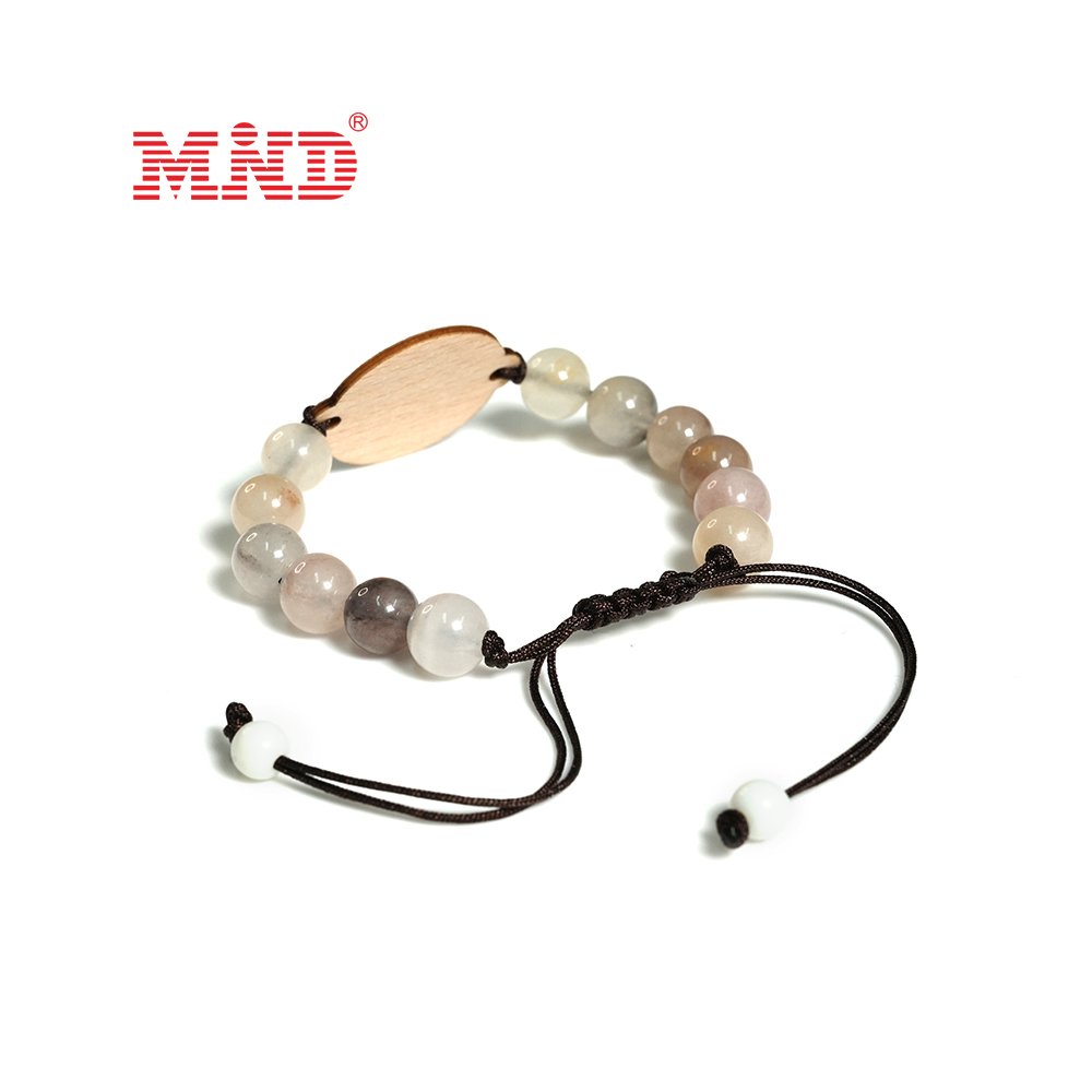 Colorful Natural Stone Bracelets Smart 13.56mhz RFID Nfc Wood Card With Hole Healing Gravel Crystal Gemstone Bracelet