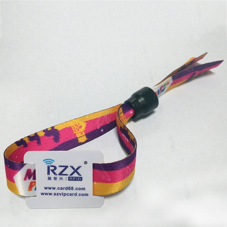 RFID Fabric Wristband access control system QR Code Fabric Woven Bracelet NFC social sharing