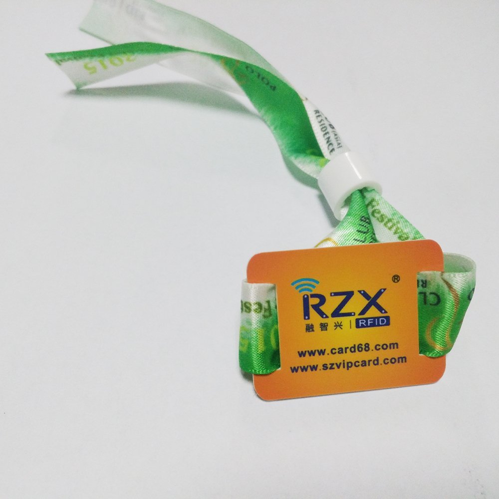 RFID Fabric Wristband access control system QR Code Fabric Woven Bracelet NFC social sharing