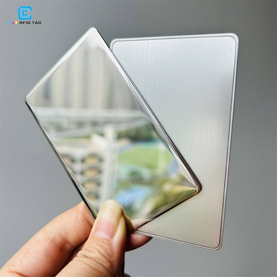 2024 new luxury custom premium mirror silver nfc business cards qr code stainless steel nfc name card