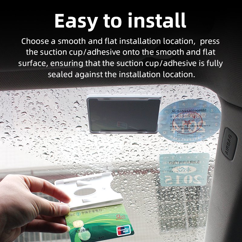 Car Access Control Card Bracket Windshield Card Holder Plastic with Suction Cup Sucker or Back Adhesive for UHF IC ID RFID Card