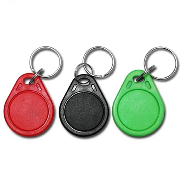 Custom Logo Printing RFID Low Frequency Waterproof Durable ABS 125khz T5577 Rewritable Keyfobs with Metal Ring