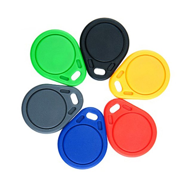 Custom Logo Printing RFID Low Frequency Waterproof Durable ABS 125khz T5577 Rewritable Keyfobs with Metal Ring
