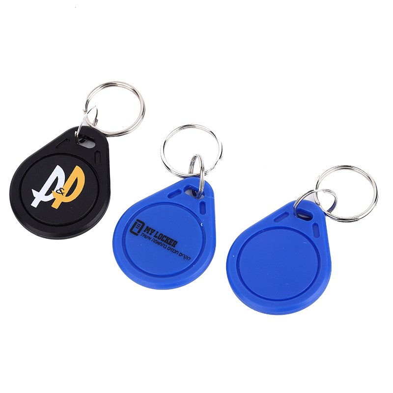 Custom Logo Printing RFID Low Frequency Waterproof Durable ABS 125khz T5577 Rewritable Keyfobs with Metal Ring