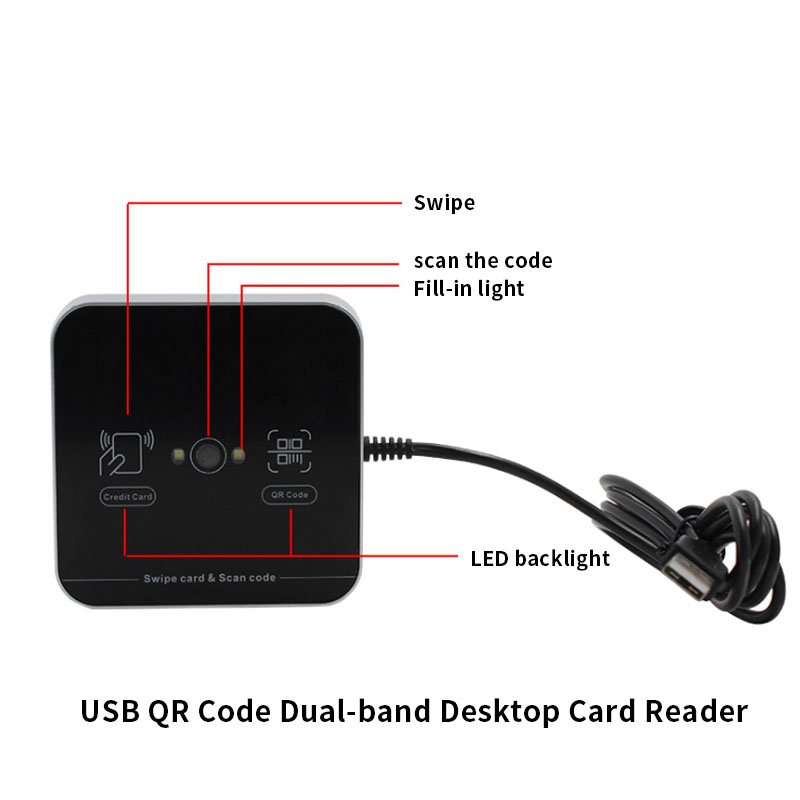 Zhongyan 125Khz and 13.56Mhz RFID Dual Frequency NFC ID IC Card QR Code Reader USB Desktop Smart Card Reader