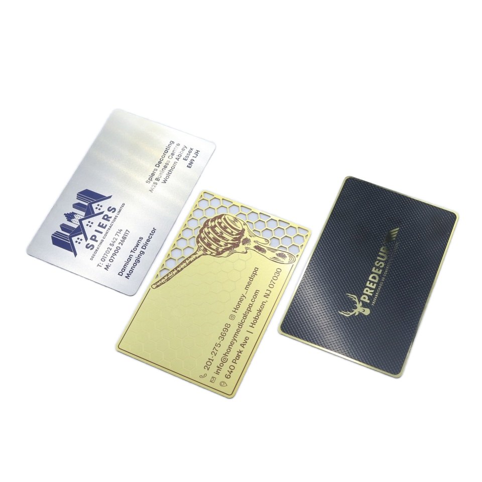 Free Design Creative Custom Logo Shape Size Stainless Steel Luxury Square Metal Card Gold Metal Business Cards