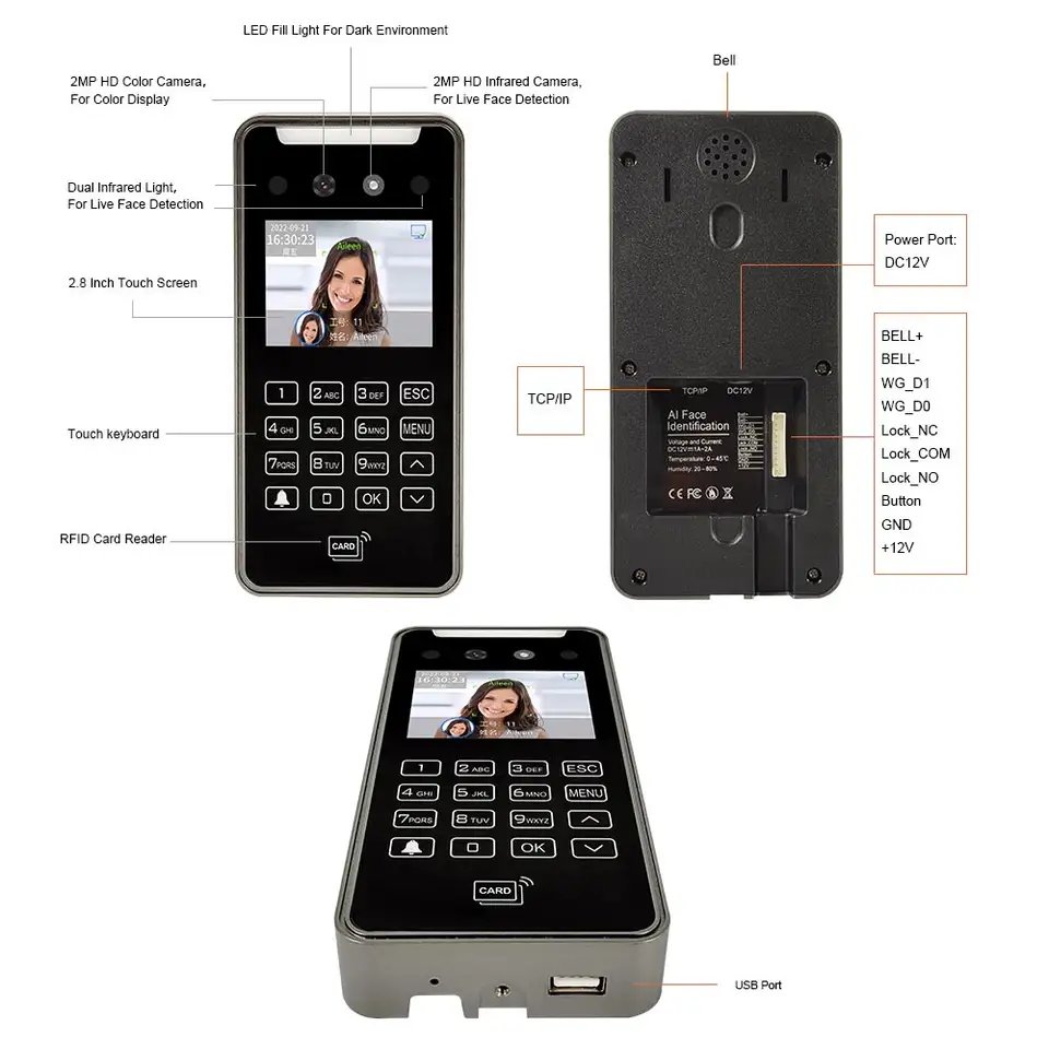 Wifi Cloud Software RFID Card Employee Machine Face Recognition Biometric Attendance Access Control