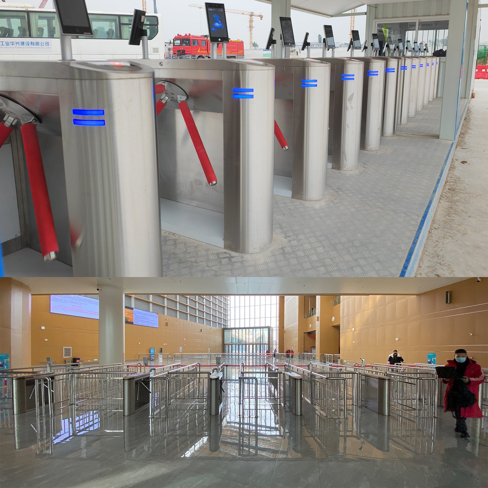 Custom stainless steel new durable brushless automatic movement channel entrance and exit swing brake baffle gate turnstile