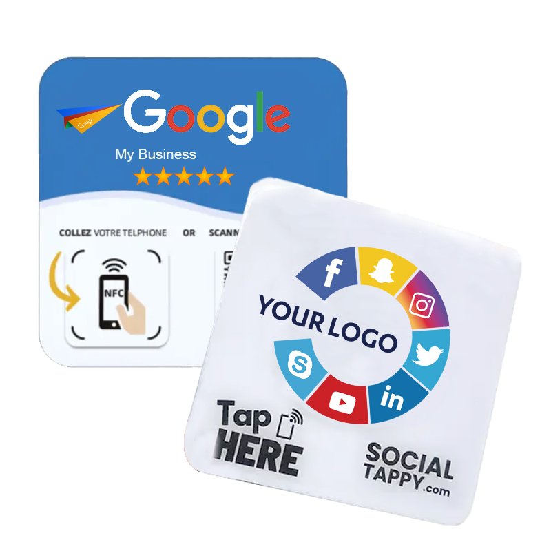 Custom LOGO nfc 13.56MHz 216 Chip Smart Social Media Dual Chip Access Control Nfc Tag Acrylic Google Review Nfc Card Sticker