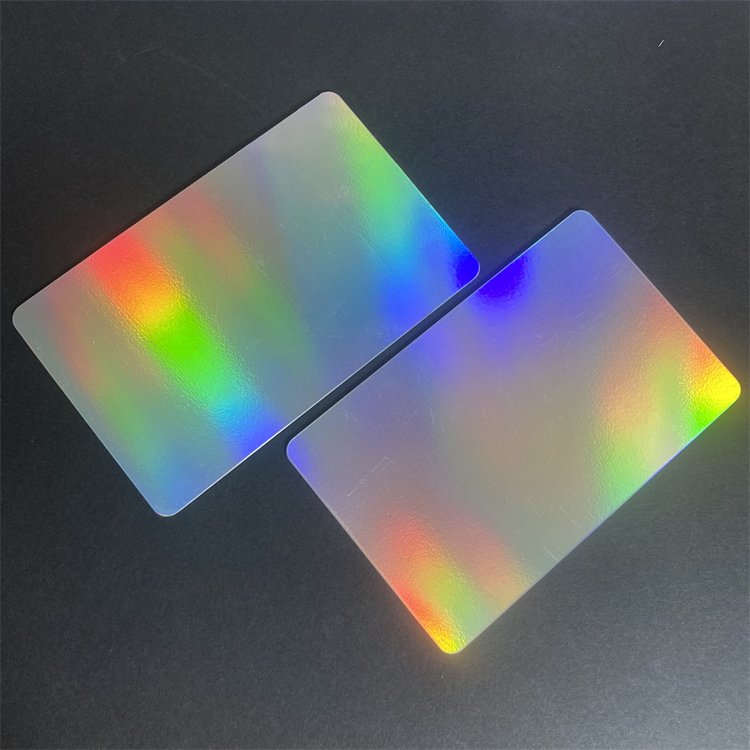 Waterproof Stylish Printable RFID NFC Rainbow Holographic Pvc Business Card Glossy Finish For Pvc Cards Printers