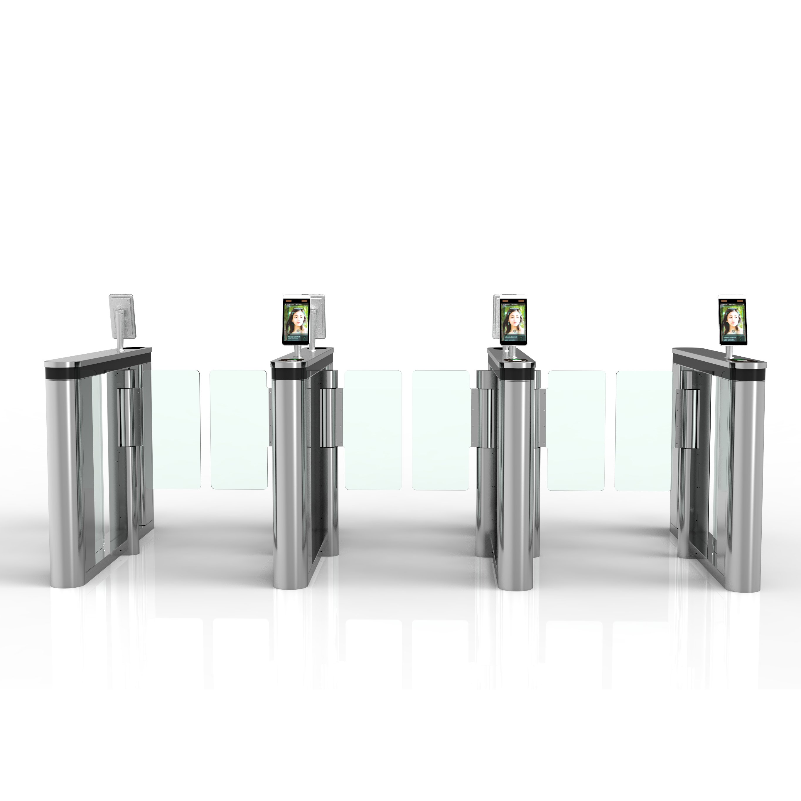 Custom 120mm body bidirectional swing Barrier Gates Turnstile with QR code IC card swiping circular camera biometric recognition